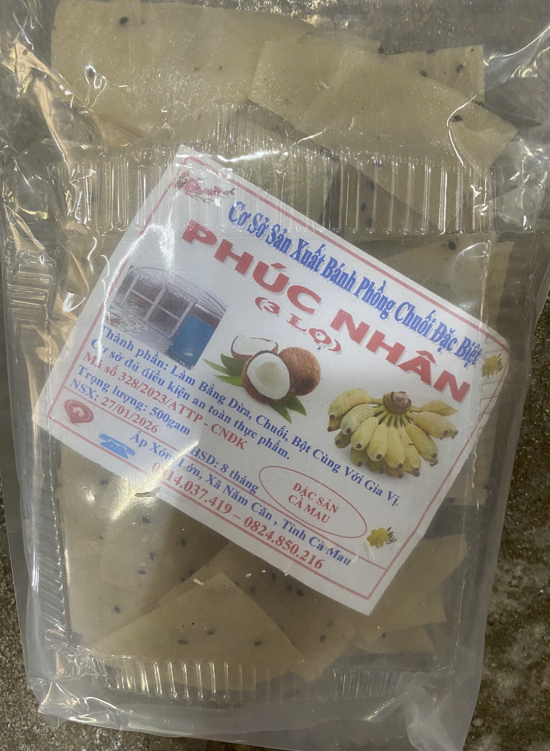 Bánh phồng chuối Phúc Nhân 500g